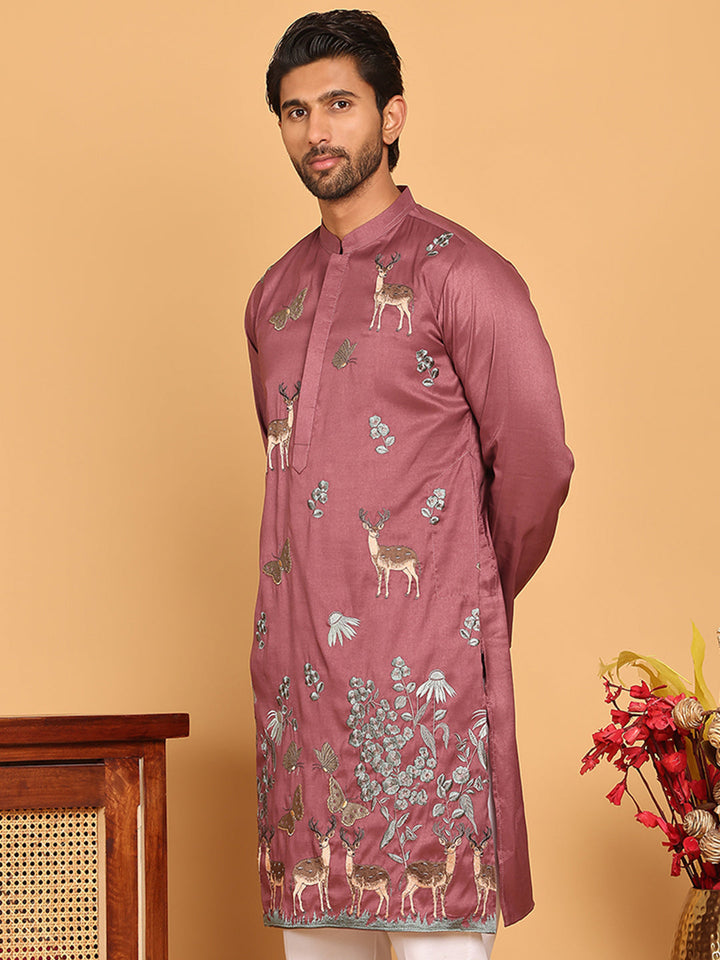 Embroidered Straight Kurtas For Men