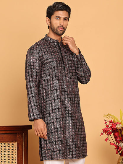 Embroidered And Sequins Viscose Rayon Kurtas For Men