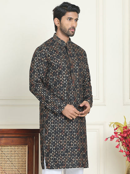Embroidered And Sequins Viscose Rayon Kurtas For Men