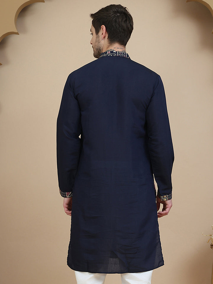 Embroidered Straight Kurtas For Men