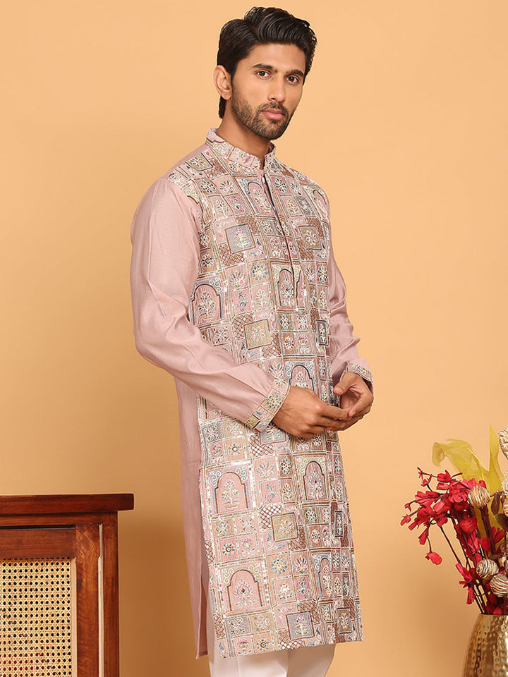 Embroidered Straight Kurtas For Men