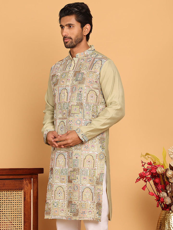Embroidered Straight Kurtas For Men