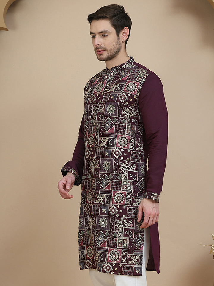 Embroidered Straight Kurtas For Men