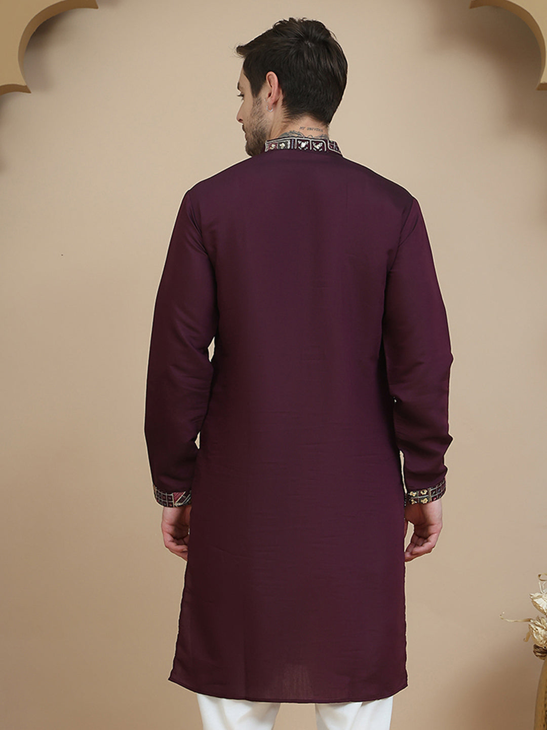 Embroidered Straight Kurtas For Men
