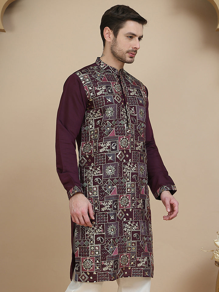 Embroidered Straight Kurtas For Men