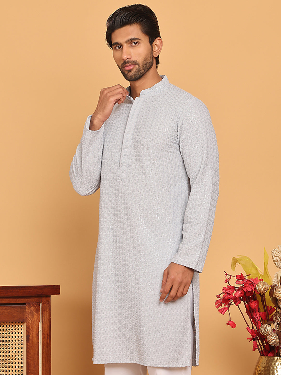 Embroidered &amp; Sequence Kurtas For Men