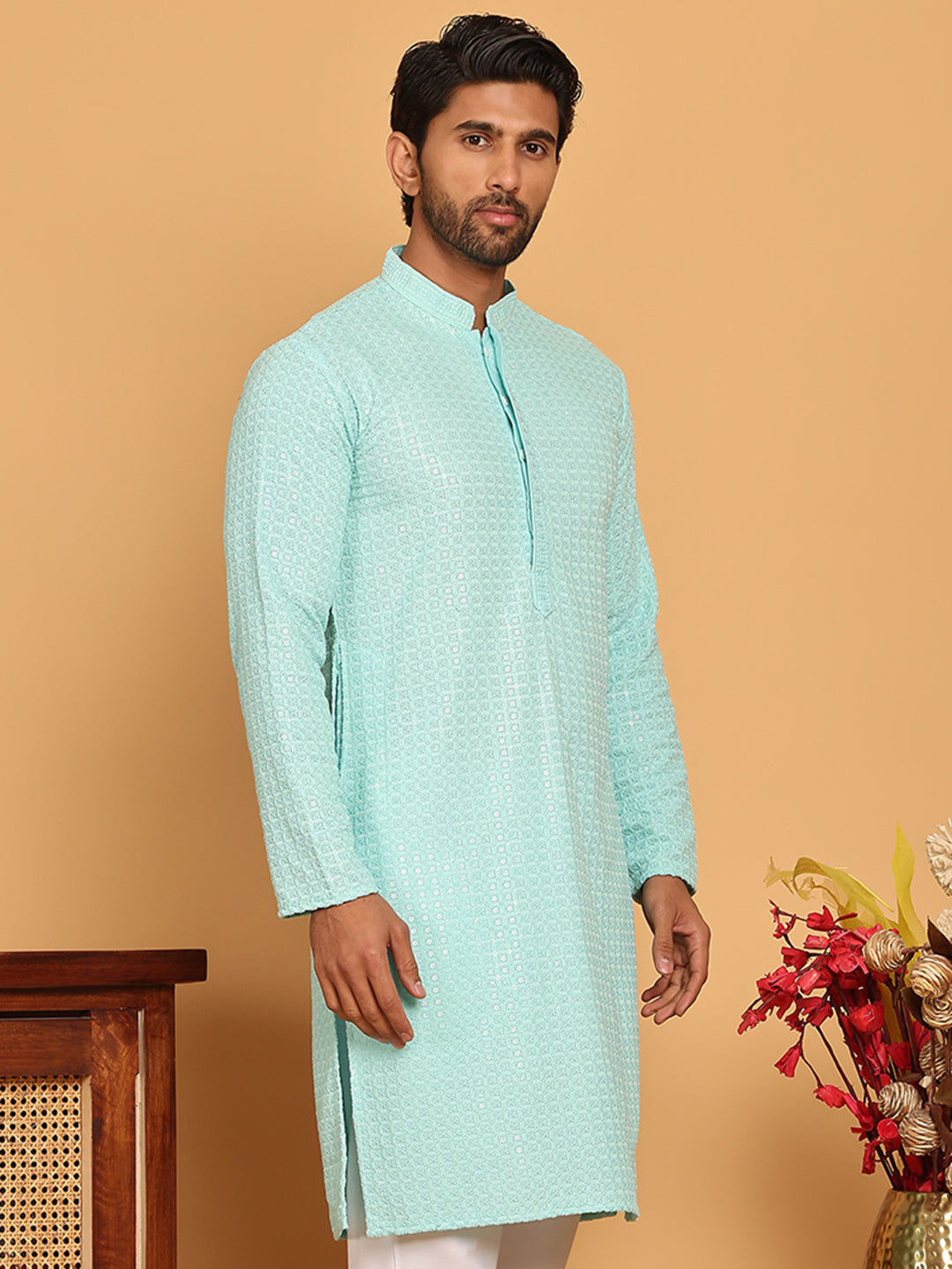 Embroidered &amp; Sequence Kurtas For Men