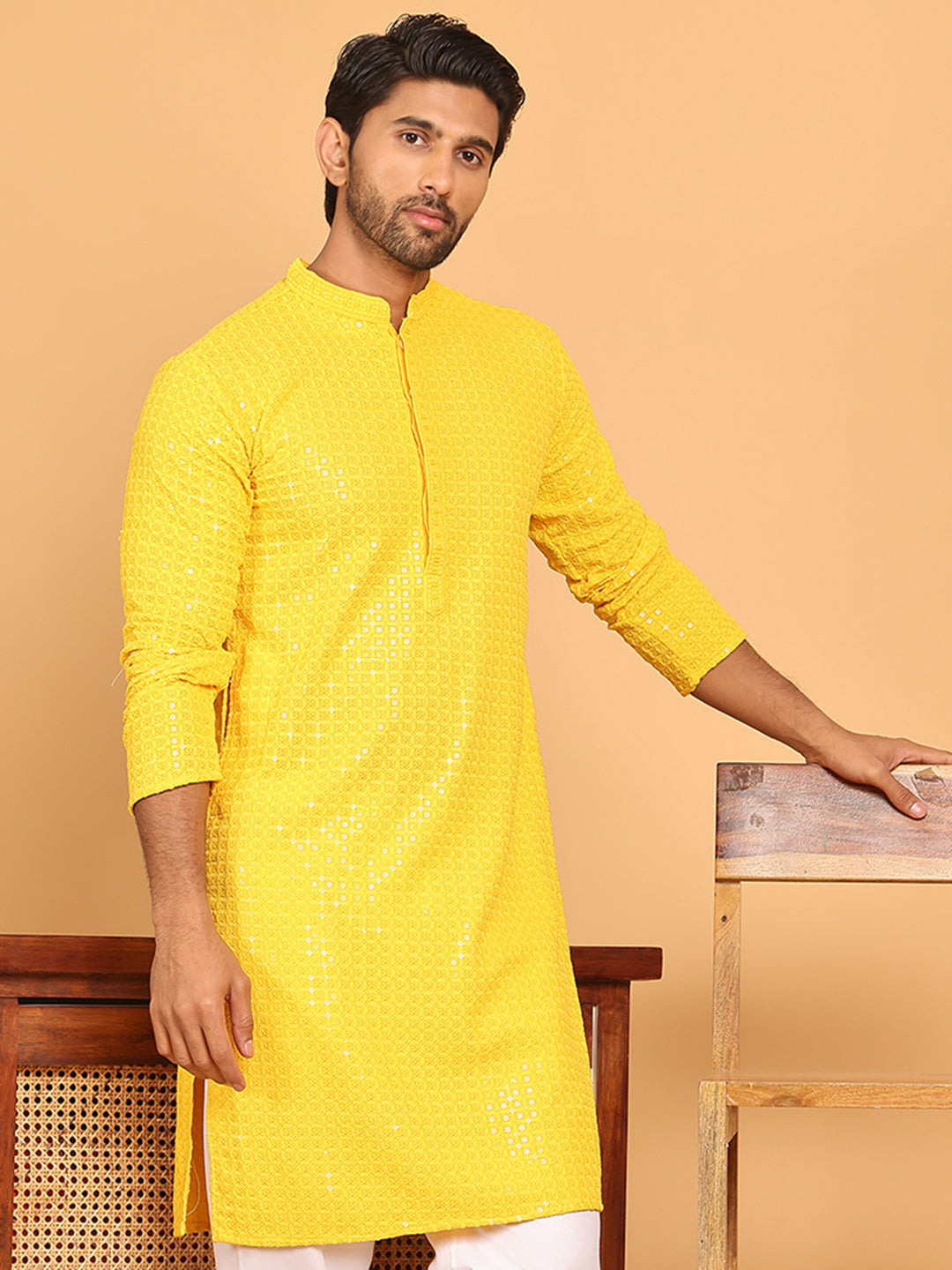 Embroidered &amp; Sequence Kurtas For Men