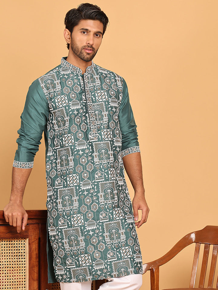 Embroidered Straight Kurtas For Men