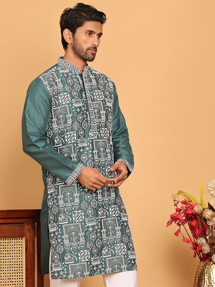 Embroidered Straight Kurtas For Men