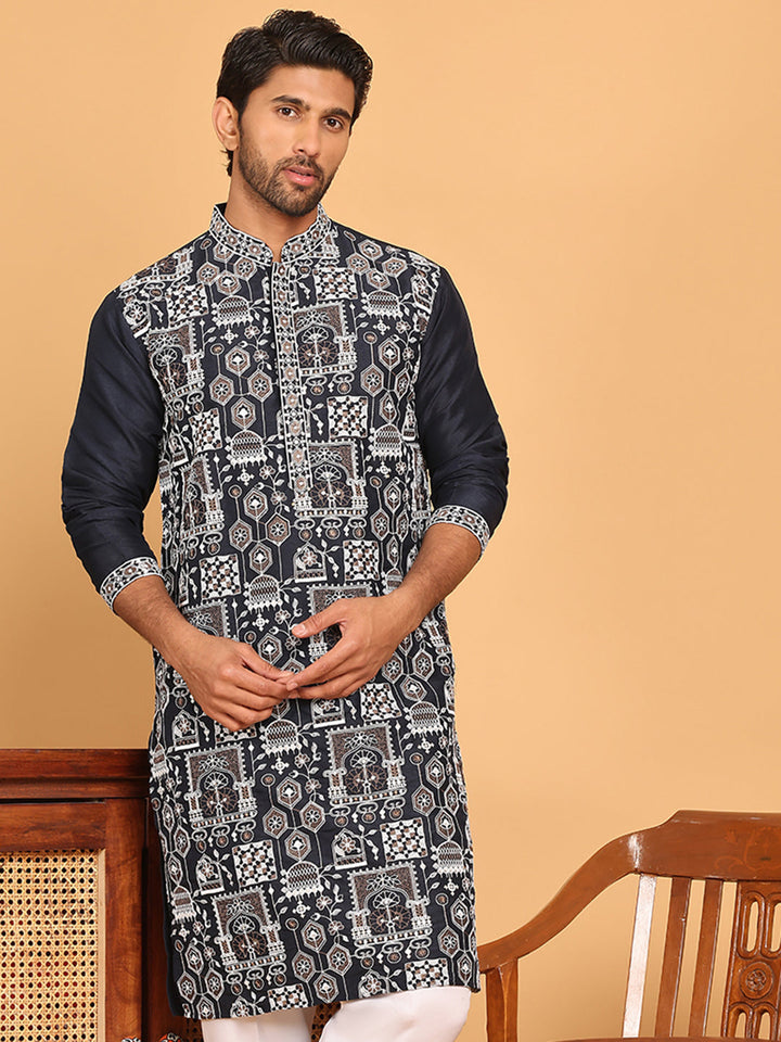 Embroidered Straight Kurtas For Men