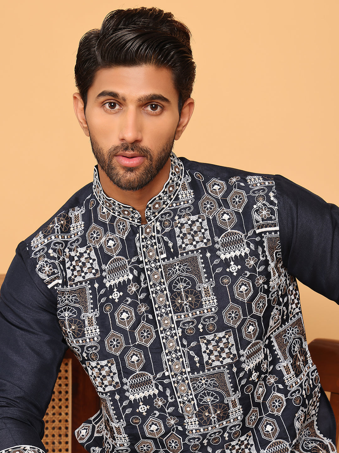 Embroidered Straight Kurtas For Men