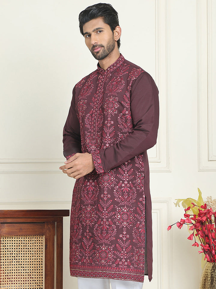 Embroidered Straight Kurtas For Men