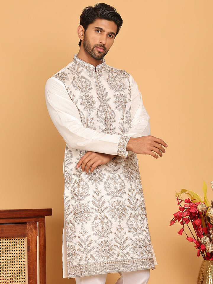 Embroidered Straight Kurtas For Men