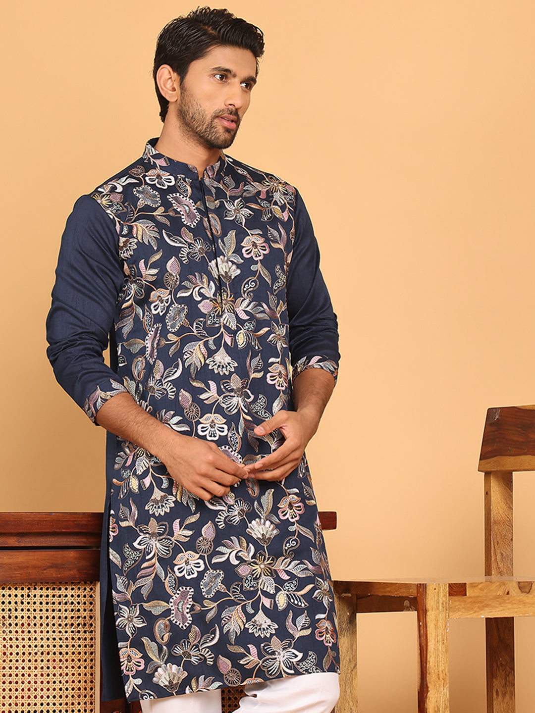 Embroidered Straight Kurtas  For Men