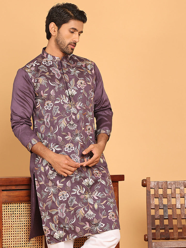 Embroidered Straight Kurtas  For Men