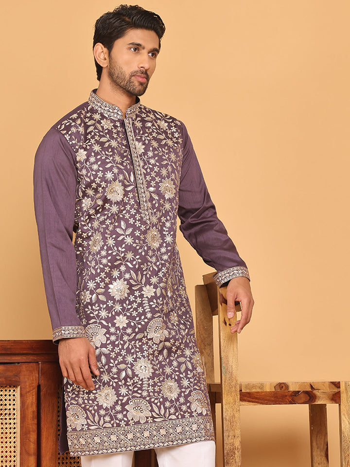 Embroidered Straight Kurtas For Men