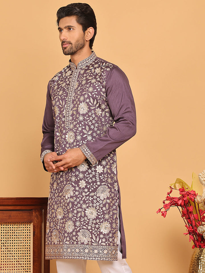 Embroidered Straight Kurtas For Men