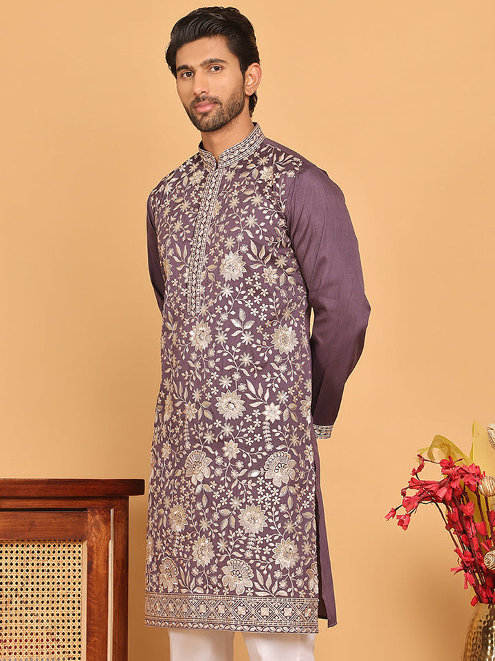 Embroidered Straight Kurtas For Men