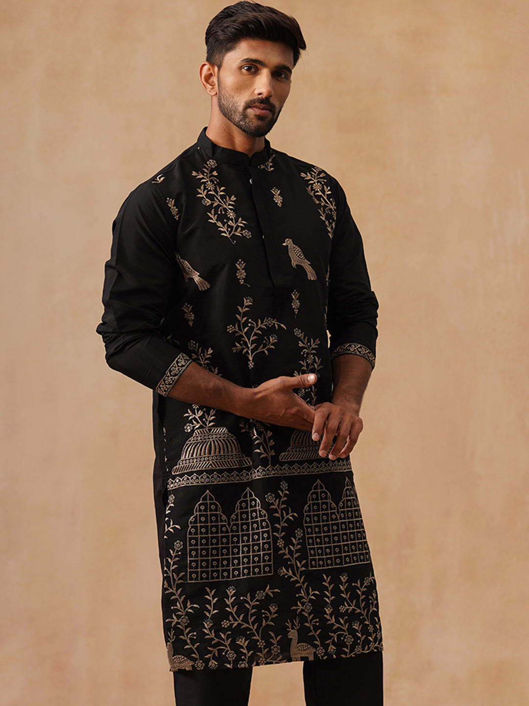 Silk Blend Embroidered Kurta