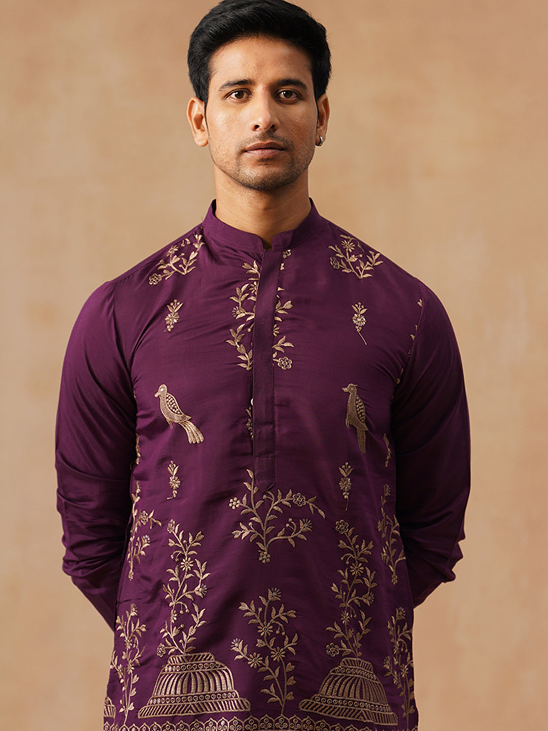Silk Blend Embroidered Kurta