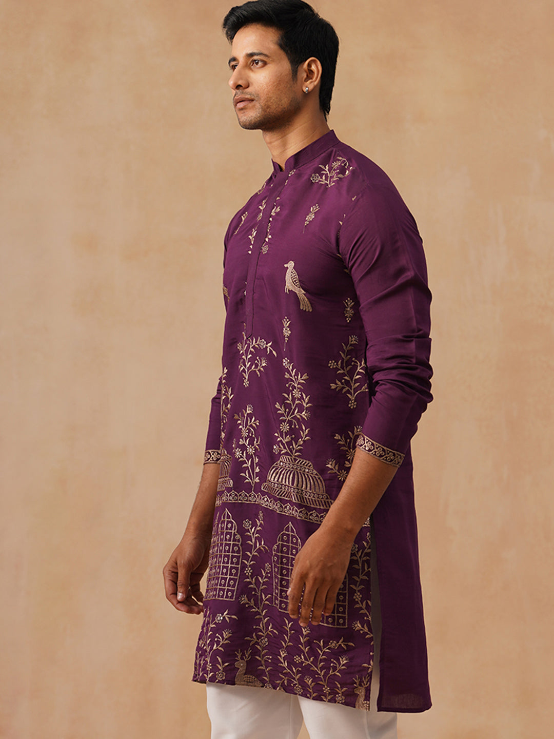 Silk Blend Embroidered Kurta