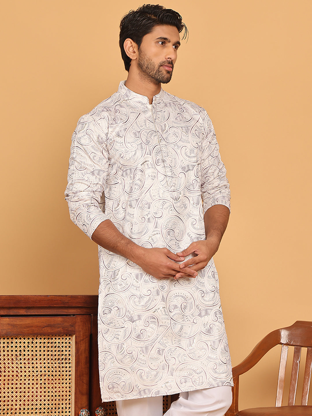 Embroidered &amp; Sequins Straight Kurtas