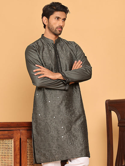 Embroidered & Sequins Straight Kurtas