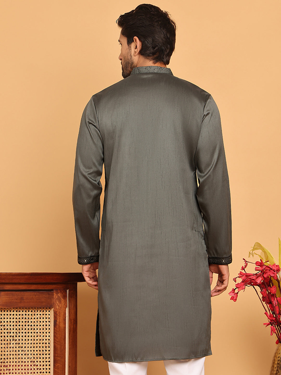 Embroidered &amp; Sequins Straight Kurtas