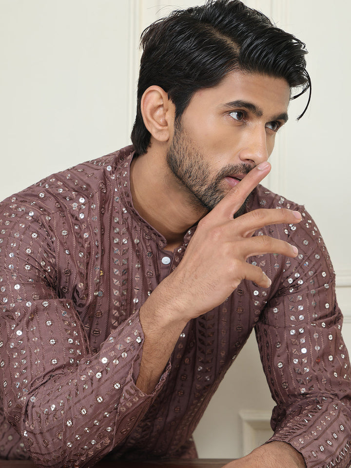 Embroidered And Mirror Work Straight Kurtas For Men