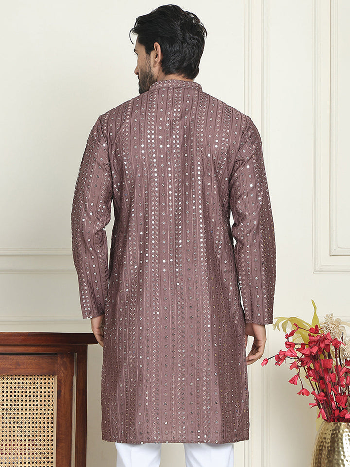 Embroidered And Mirror Work Straight Kurtas For Men