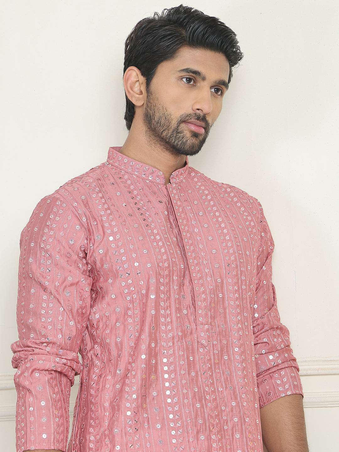 Embroidered And Mirror Work Straight Kurtas For Men