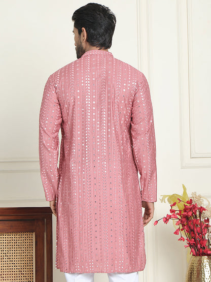 Embroidered And Mirror Work Straight Kurtas For Men