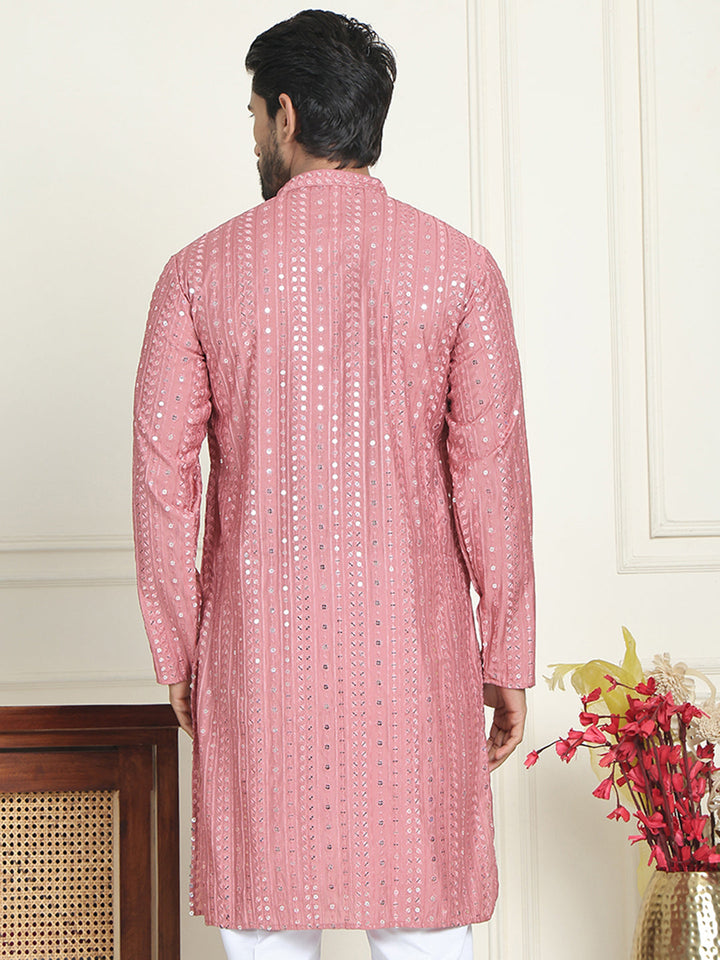 Embroidered And Mirror Work Straight Kurtas For Men