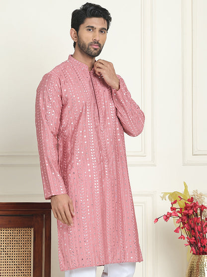 Embroidered And Mirror Work Straight Kurtas For Men
