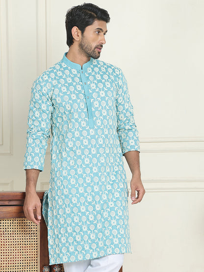 Embroidered Straight Kurtas For Men
