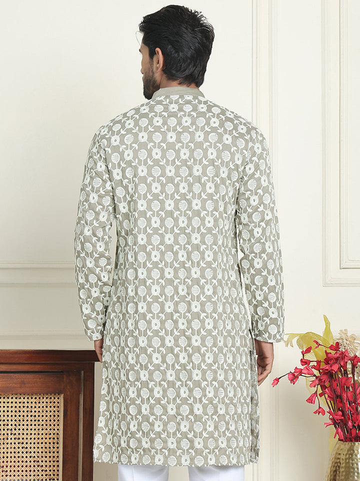 Embroidered Straight Kurtas For Men