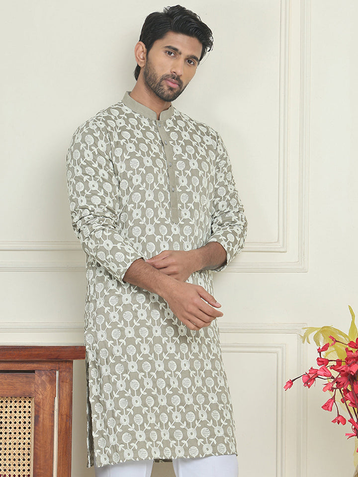 Embroidered Straight Kurtas For Men