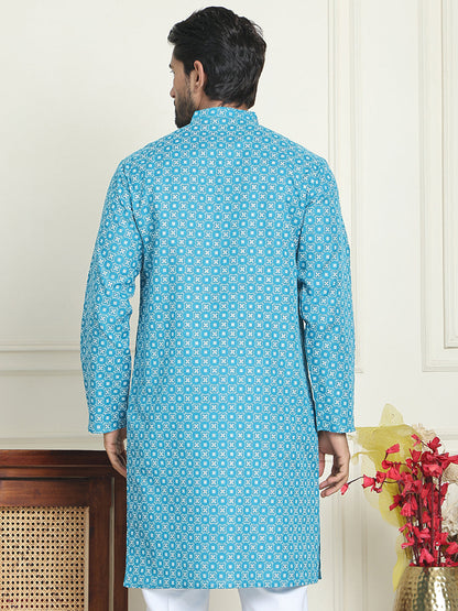 Men'S Geometric Printed Kurtas.