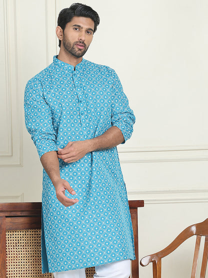 Men'S Geometric Printed Kurtas.