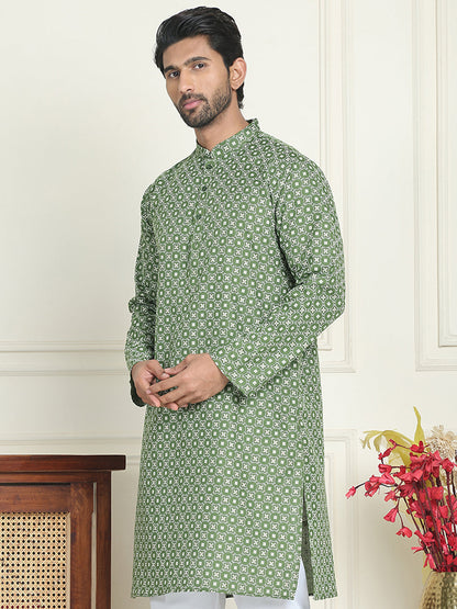 Men'S Geometric Printed Kurtas.