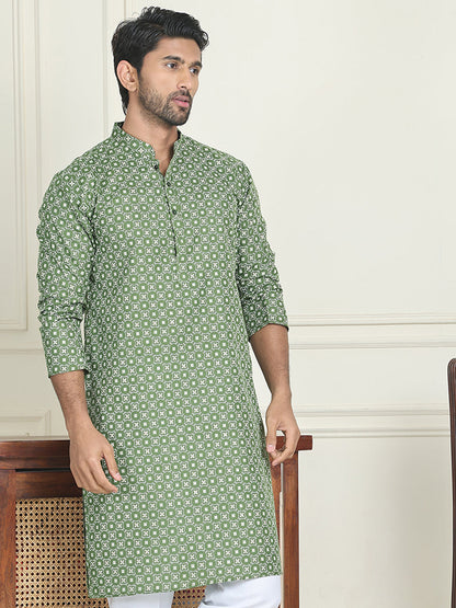 Men'S Geometric Printed Kurtas.
