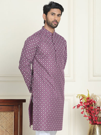 Men'S Geometric Printed Kurtas.