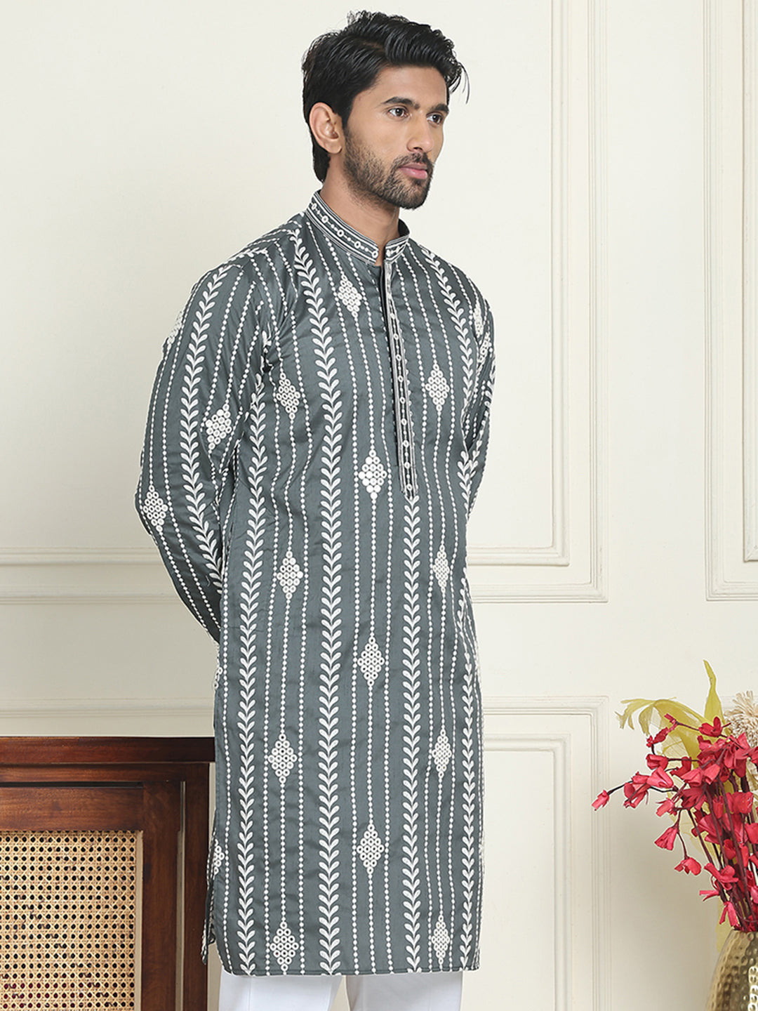 Embroidery And Mirror Work Straight Kurtas.