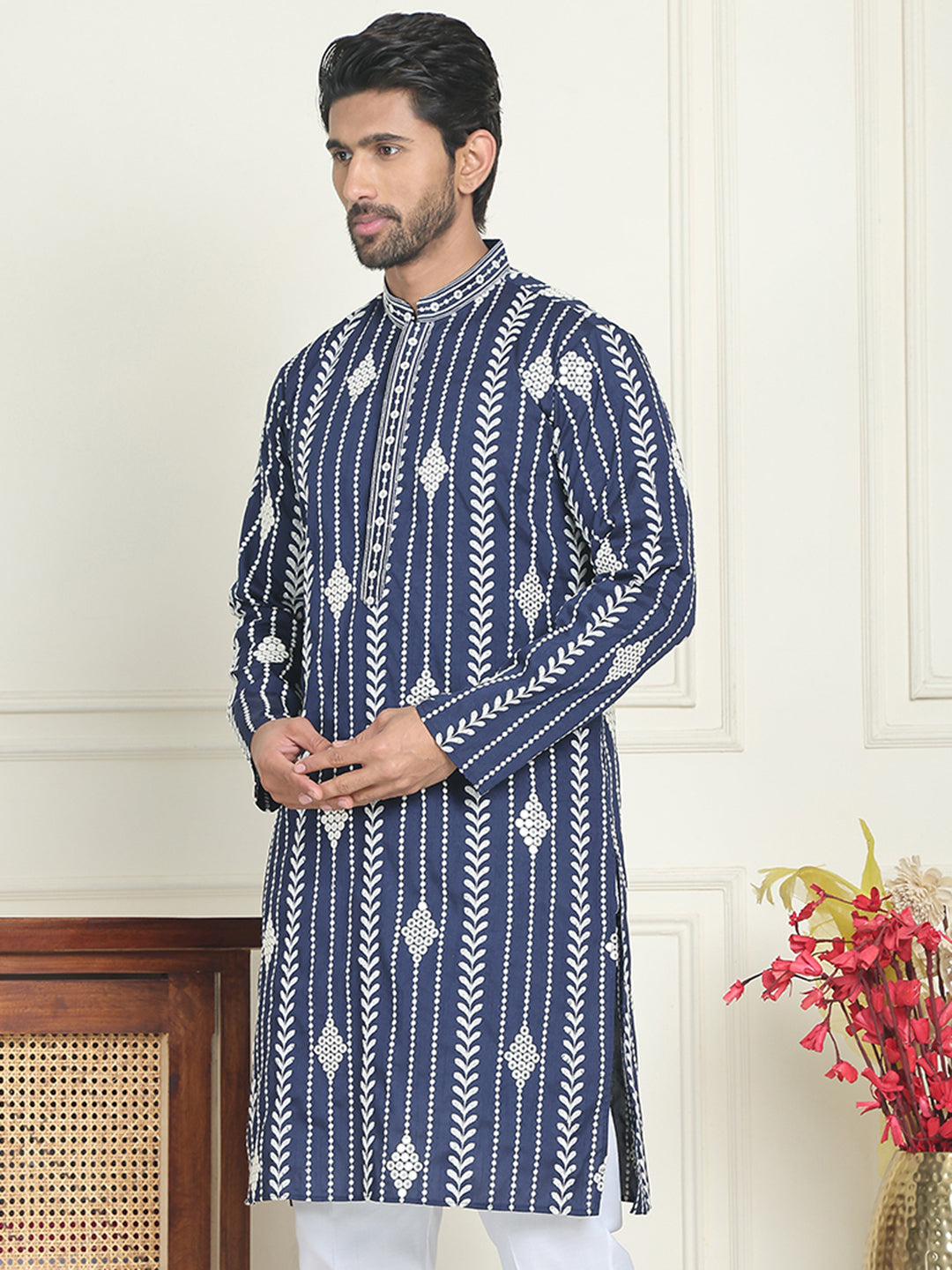 Embroidery And Mirror Work Straight Kurtas.