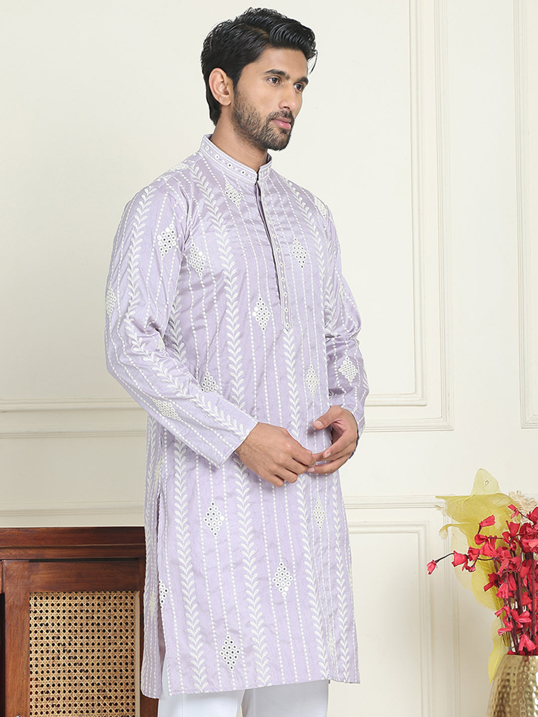 Embroidery And Mirror Work Straight Kurtas.