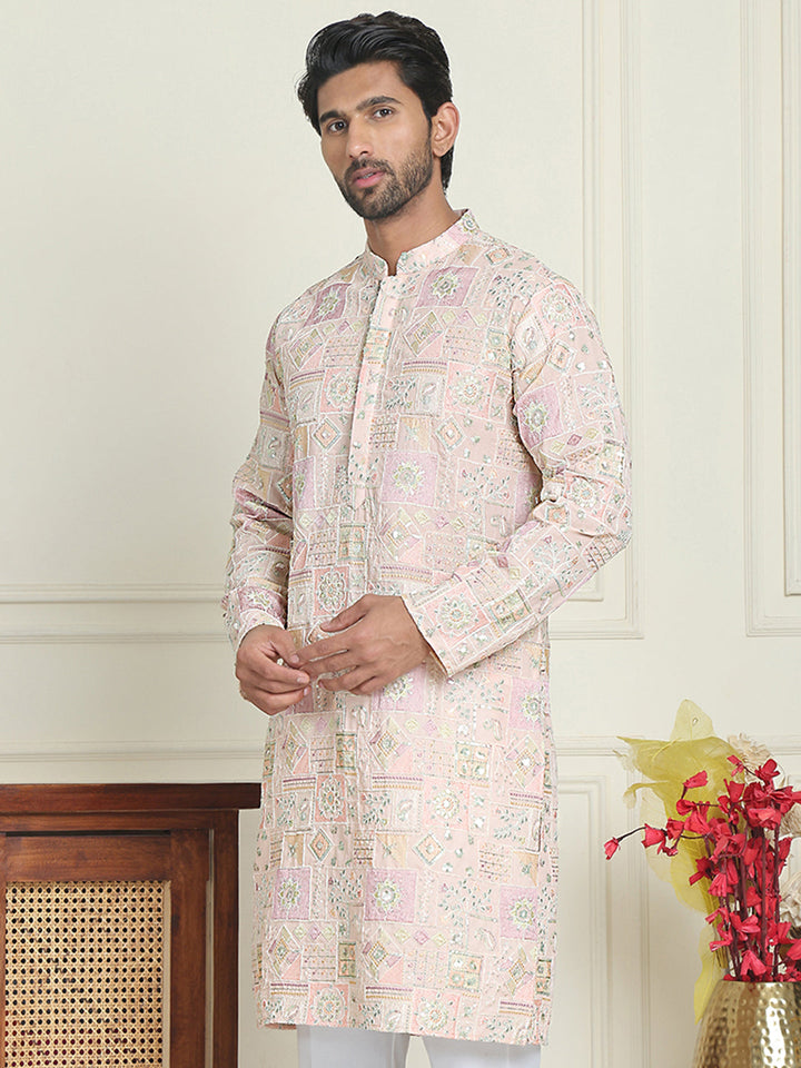 Embroidered Straight Kurtas For Men
