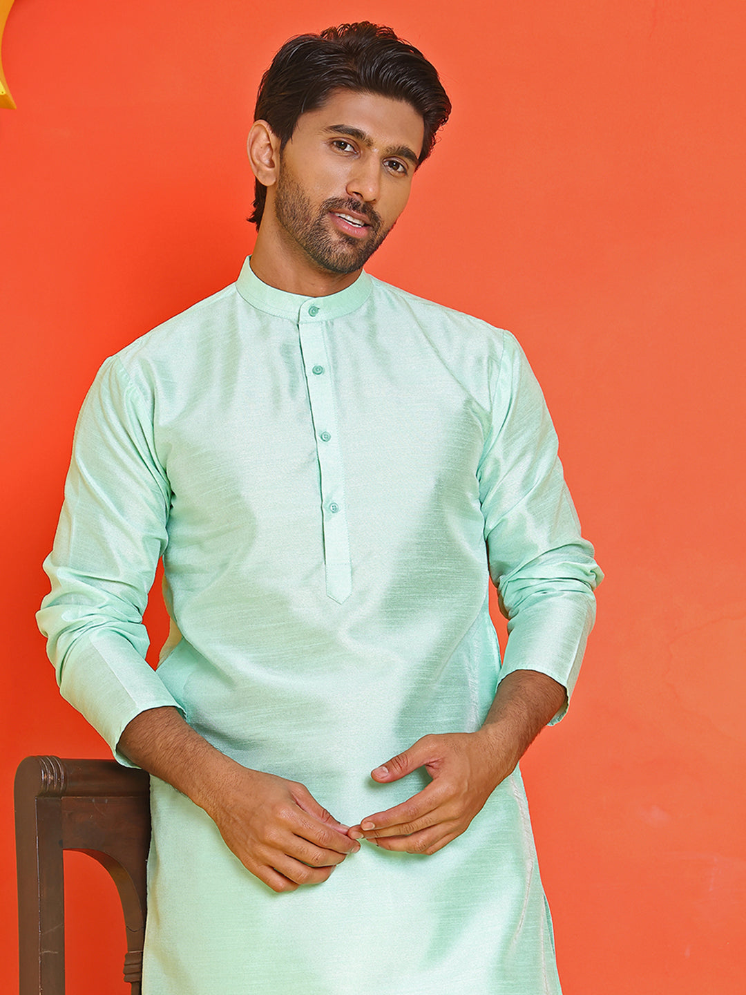 Solid Dupion Silk Kurtas For Men