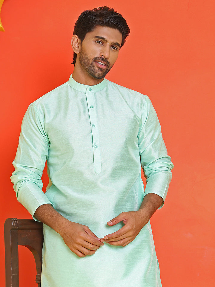 Solid Dupion Silk Kurtas For Men