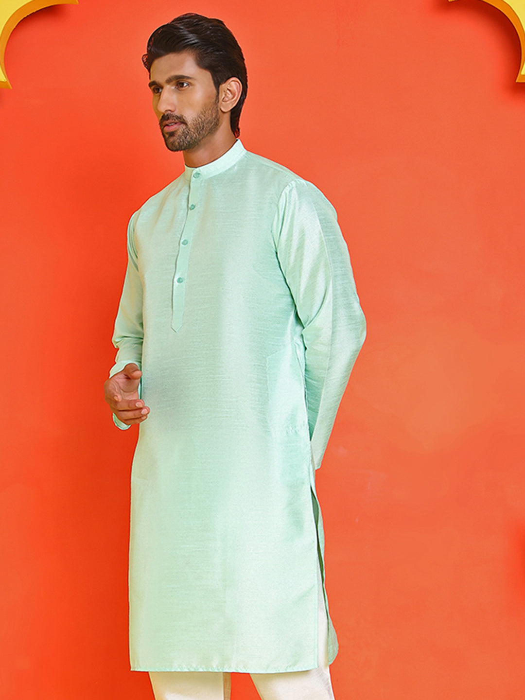 Solid Dupion Silk Kurtas For Men